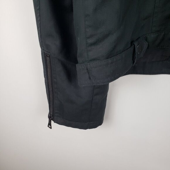 John Varvatos Collection Asymmetrical Moto Jacket Black Linen Cotton Size 54/L - Picture 7 of 11